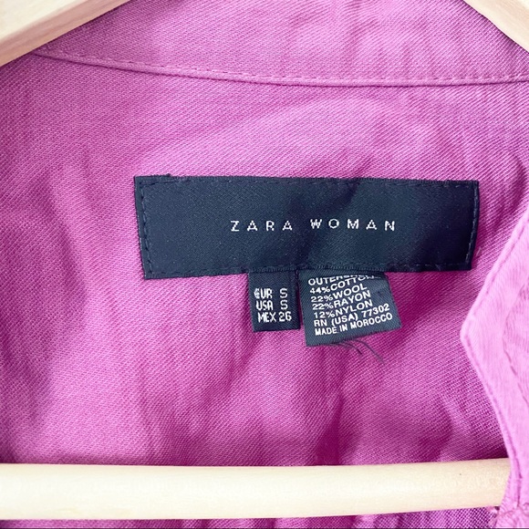 Zara Woman Military Style Fuscia button jacket - Picture 3 of 9